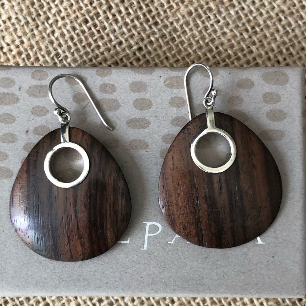 Silpada Sterling Sonokeling Wood Teardrop Earrings